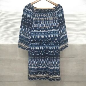 AB Studio dress women's size large Geometric abstract print elastic waist